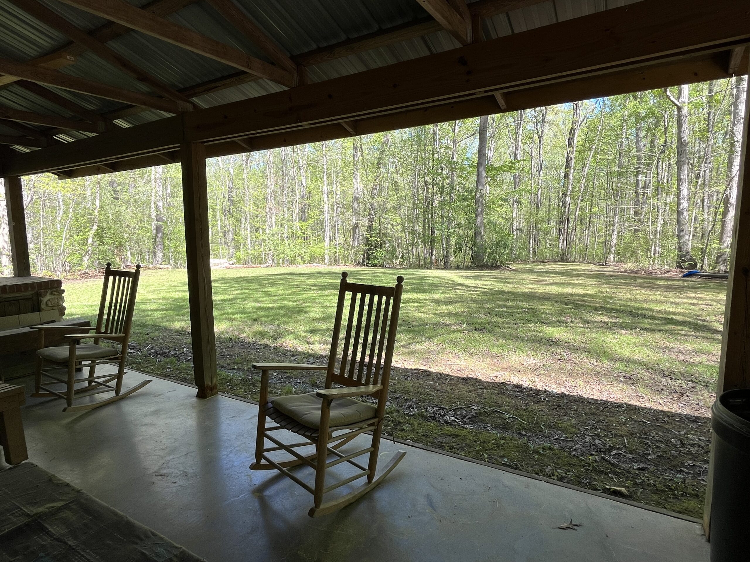 View from pavilion over clearing